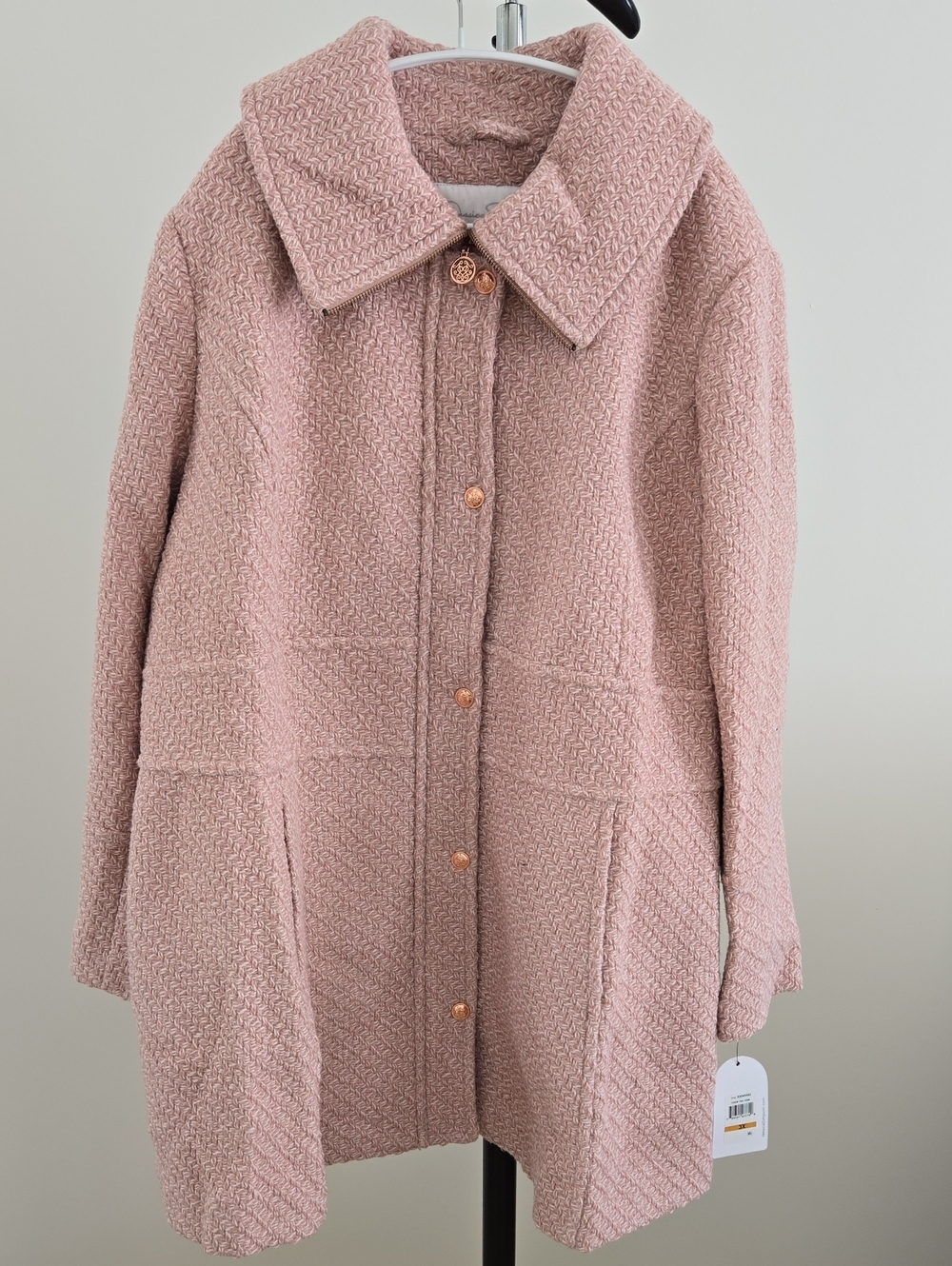 Jessica Simpson Blush Pink Woven Zip-Front Coat